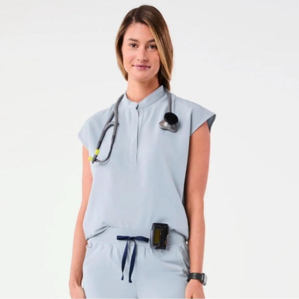 NWT Figs Rafaela Dusty Blue scrub Top